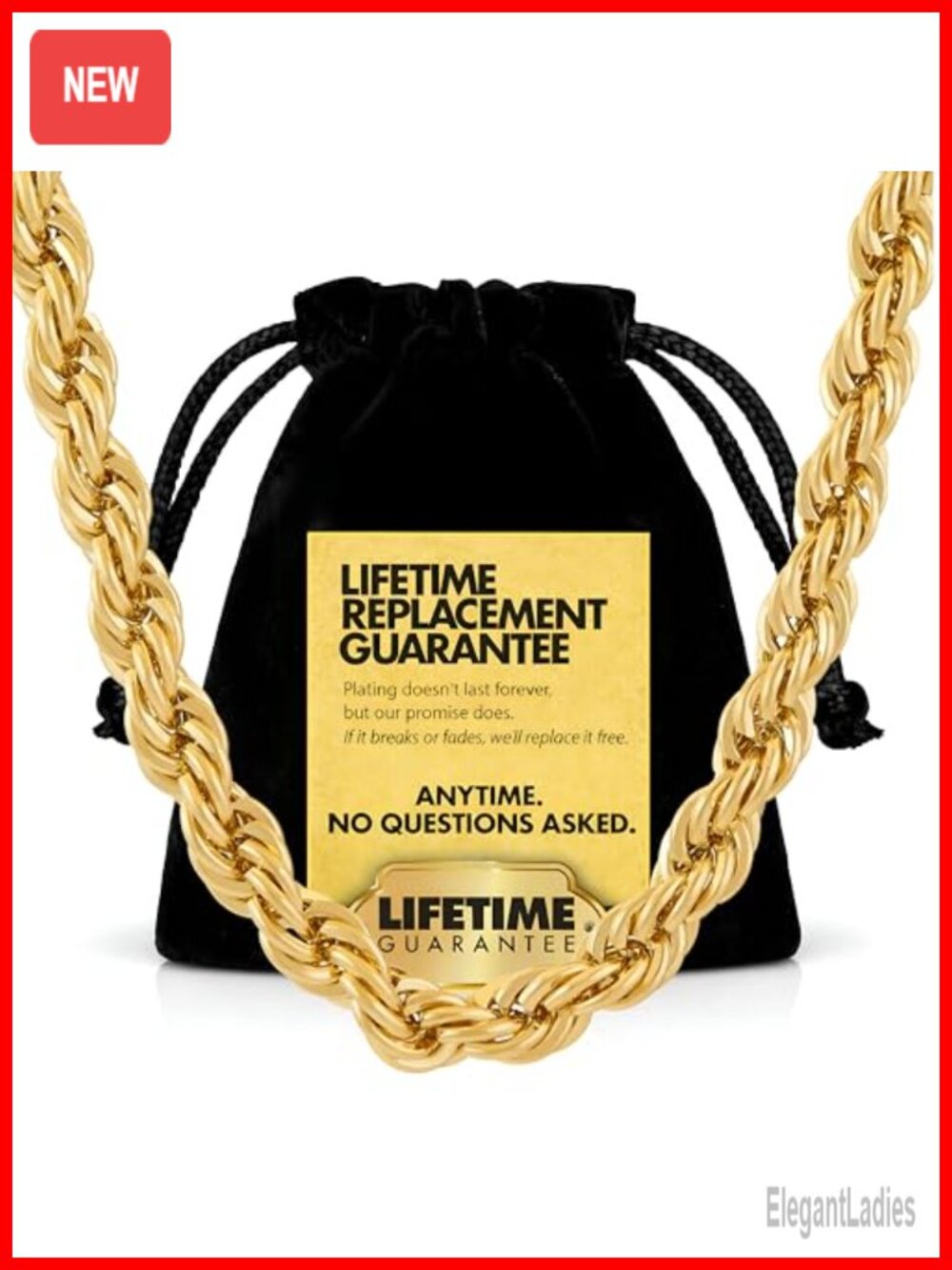 24k Gold Plated Rope Chain Necklace 7mm Diamond Cut Lobster Clasp Unisex